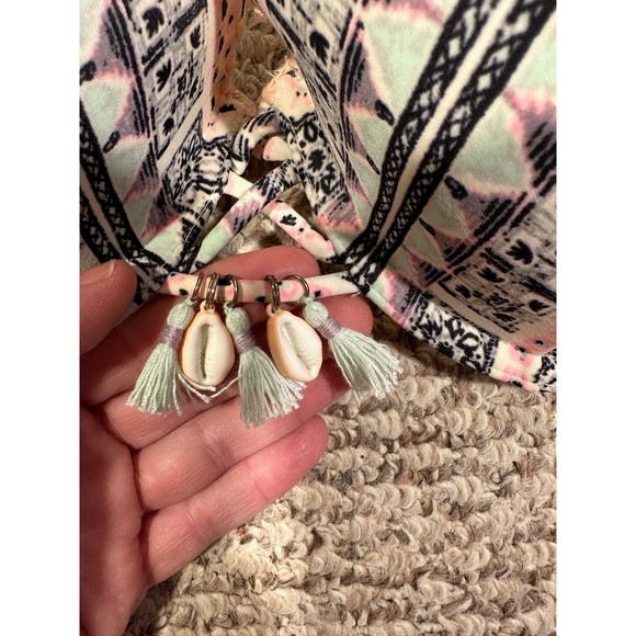 Victoria's Secret Bikini Top 34dd strapless Bandeau Tassel Shell Geo Aztec - Picture 4 of 6